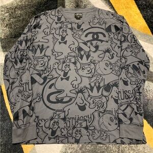 Stussy Cartoon Long Sleeve T-Shirt Vintage